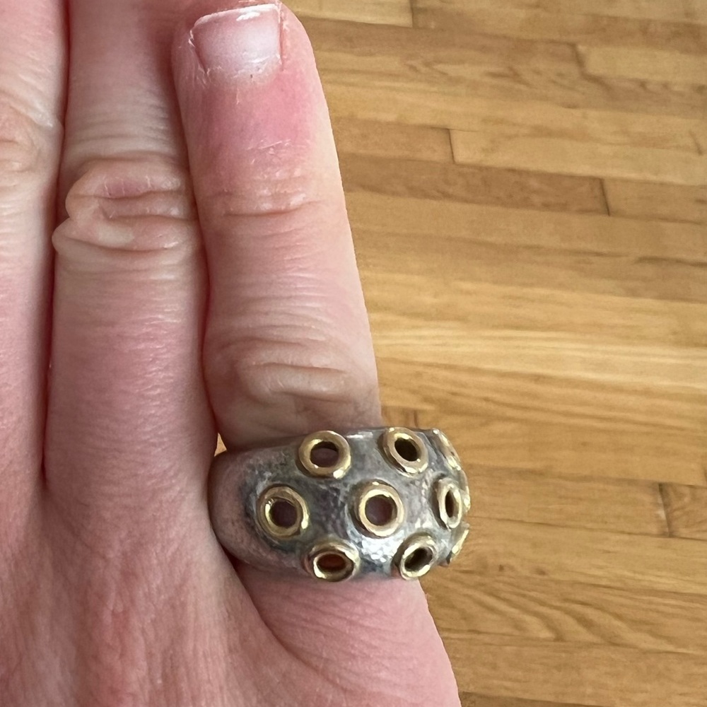 Hammered silver and gold Hawaiian ring